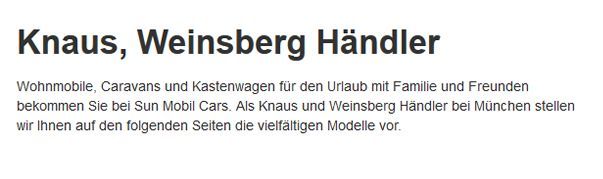 Knaus-Weinsberg-Kastenwagen für  Münchsmünster